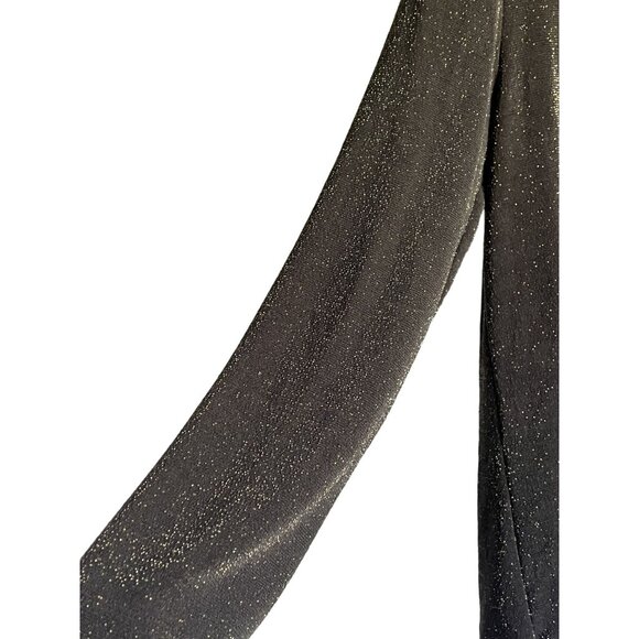 Chicos Travelers Womens Brown Sparkly Gold V-Neck Top Size 2 Holiday Large - Picture 4 of 6